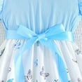 thumbnail image 6 of GYRATEDREAM Kids Girl Summer Print Dresses Teen Flutter Sleeve A Line Layered Ruffles Belted Wedding School Dress for 5-14 Years, 6 of 8