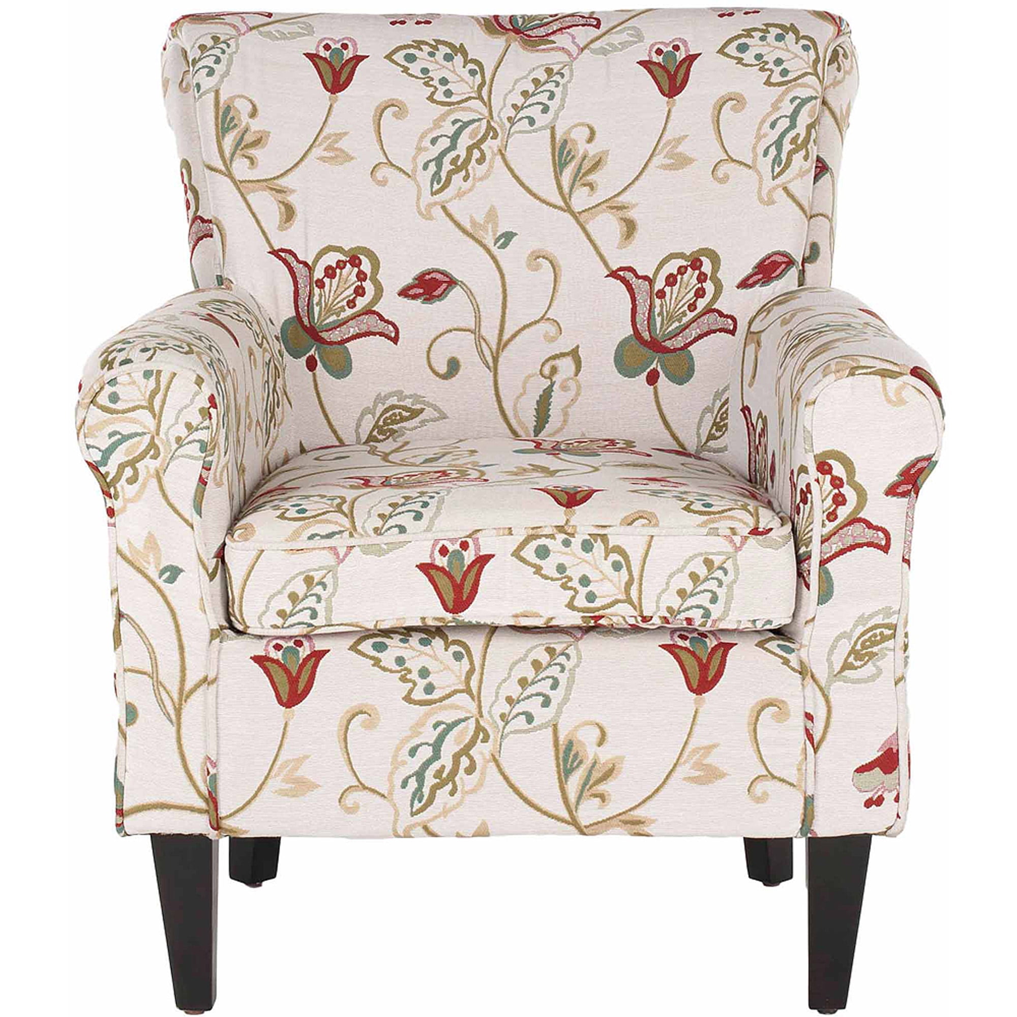 SAFAVIEH Hazina Contemporary Floral Fully Upholstered Club Chair, Red/White