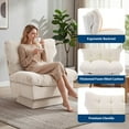 thumbnail image 4 of Sillón giratorio 360° de chenilla para sala o dormitorio - Asiento extragrande, respaldo alto, cojín grueso y suave - Moderno y cómodo, capacidad 136 kg - Fácil de montar - Color: Chenille | Beige, 4 of 6