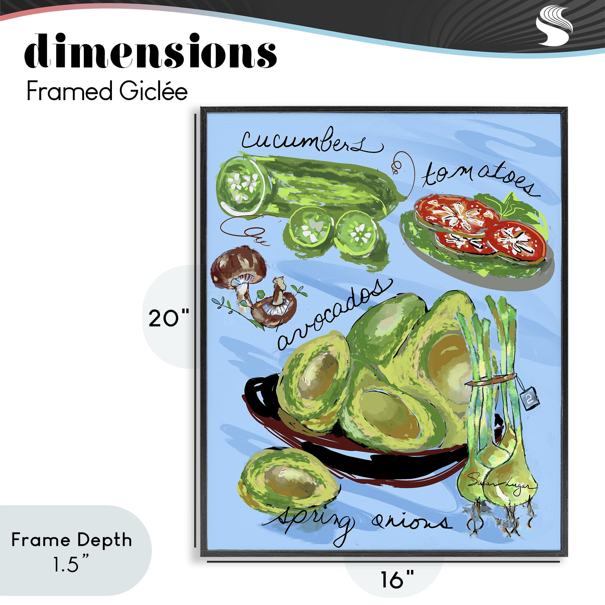 Stupell Industries Fresh Produce Collection Black Framed Giclee Art, design by Susan Lugar
