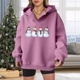 thumbnail image 4 of Cute Snowman Christmas Hoodies for Women 2025 Long Sleeve Holiday Graphic Hooded Sweatshirt Pullover Tops, 4 of 5