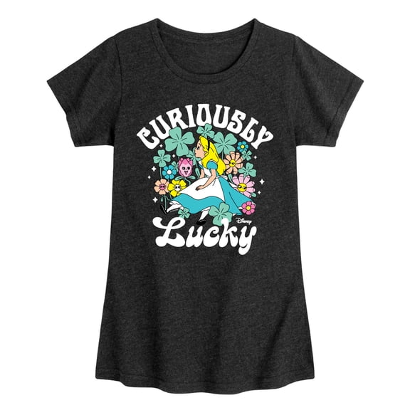 Alice in Wonderland - Curiously Lucky - Youth Girls Fitted Short Sleeve T-Shirt