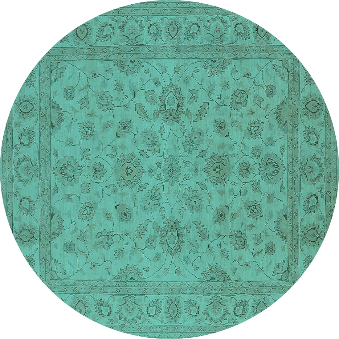 Ahgly Company Indoor Round Oriental Turquoise Blue Traditional Area ...