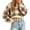 Coffee, variant on Oversized Cropped Sweater for Women Color Block Pullover, Cute Fall Long Sleeve Crop Top Checkered Winter Knit Trendy Fashion (Sky Blue, L)