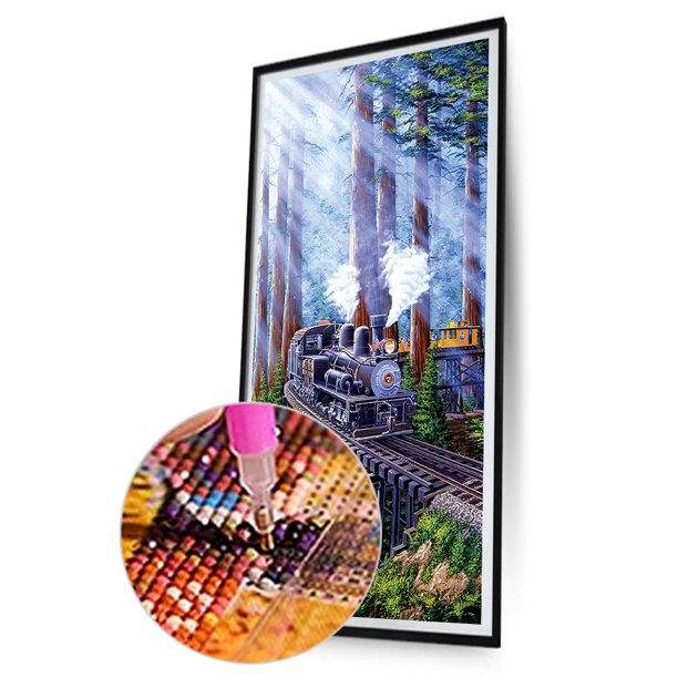 Cuadros Decorativos Kits de pintura de diamante 5D DIY completo redondo taladro Jet bosque tren mosaico artesanal Sywqhk Nuevos Originales