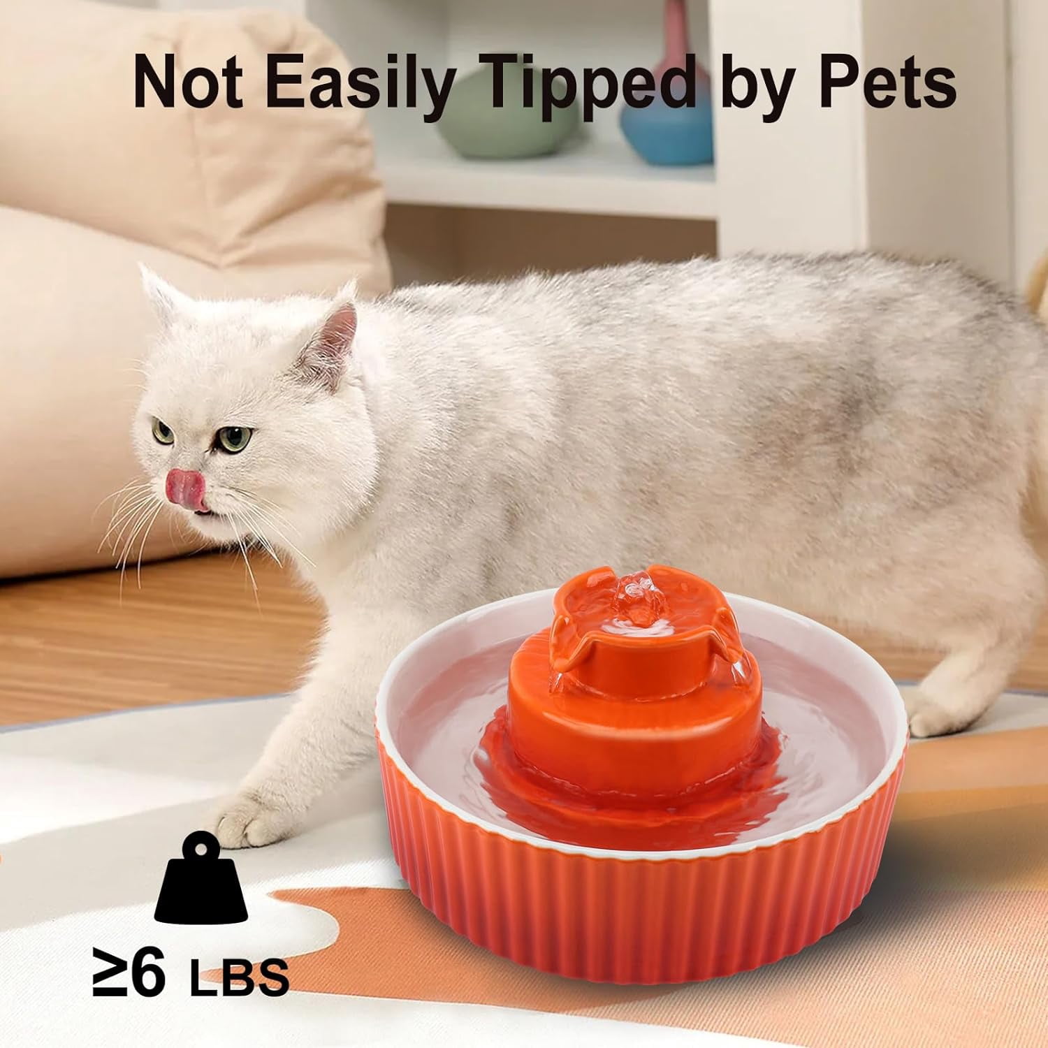 Ceramic Cat Water Fountain 2.1L with 3 Filters & 2 Pumps - Quiet Cupcake Pet Fountain for Cats Dogs