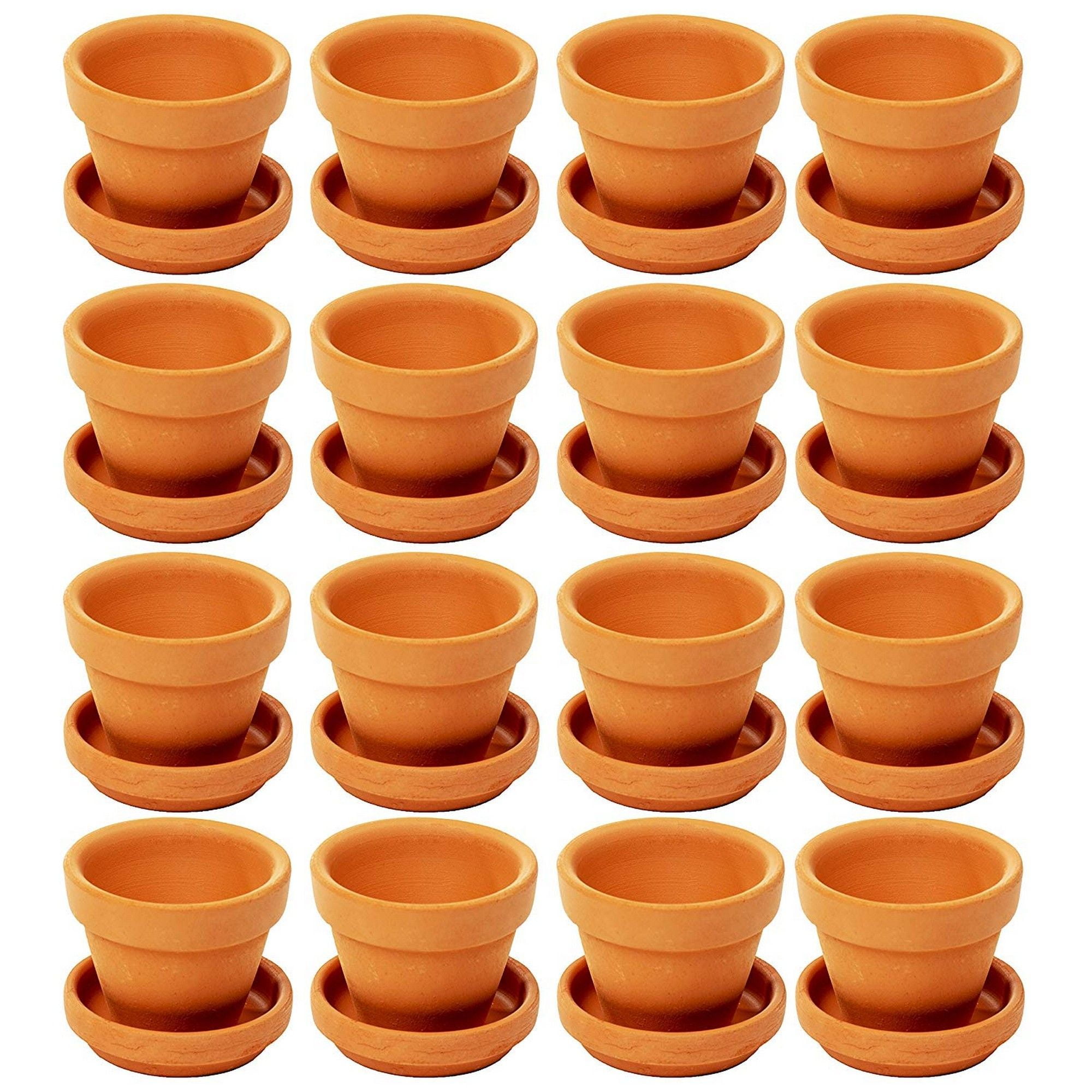 16 Pack Terra Cotta  Pots  with Saucer Mini Small 