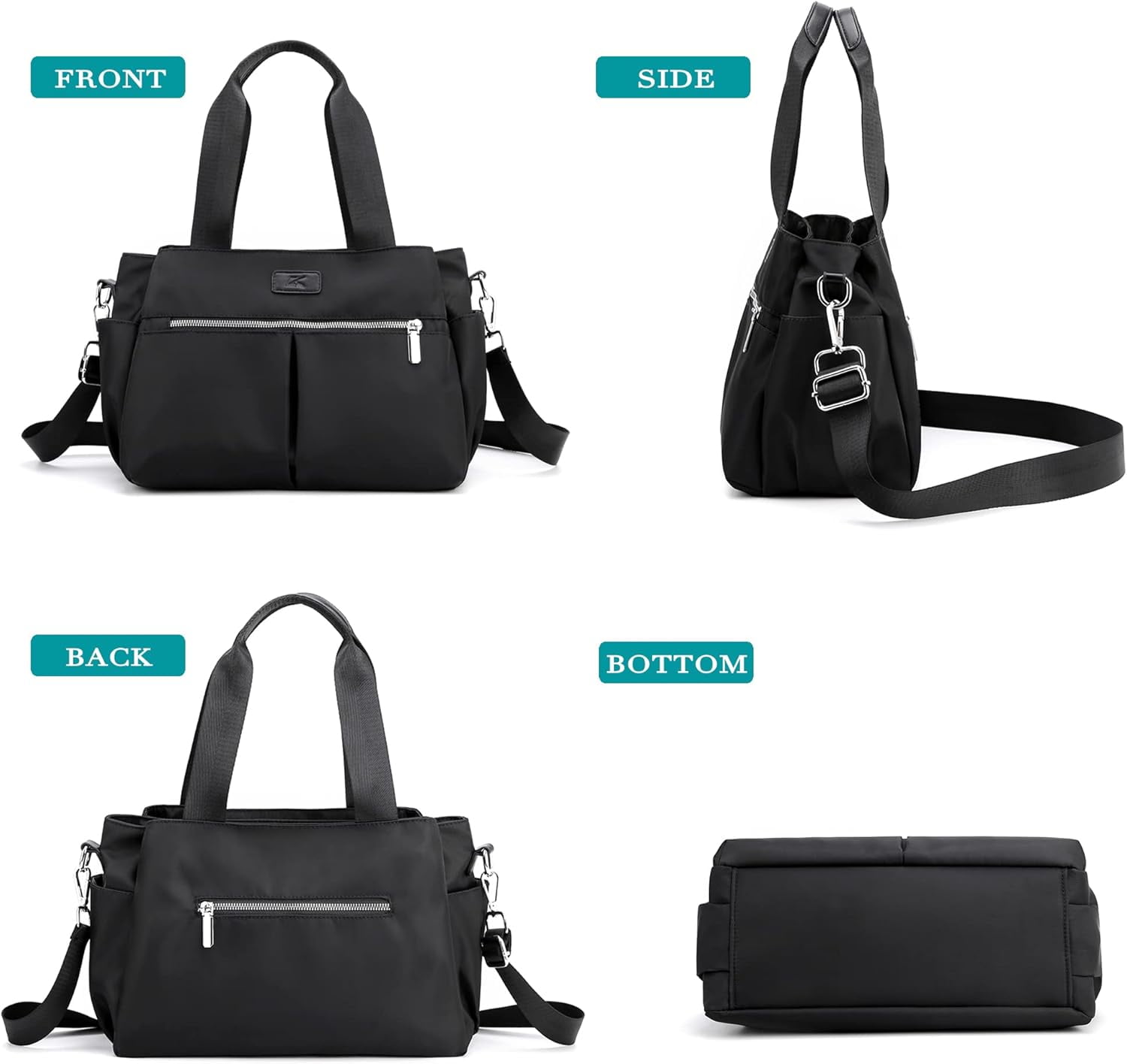 Hobo Handbags Light Nylon Crossbody Bag for Women, Multi Compartment Tote Purse Bags