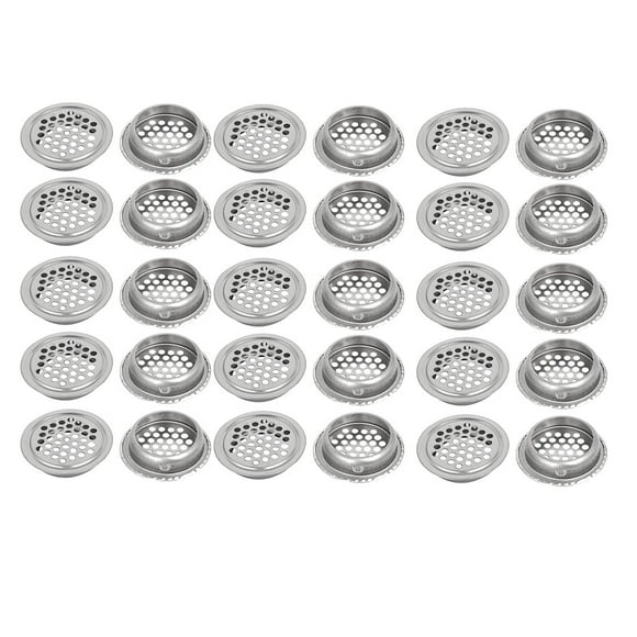 Rejillas de ventilación redondas de acero inoxidable de 35 mm de diámetro inferior con agujeros, 30 piezas