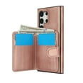 thumbnail image 6 of 2 in 1 Detachable Magnetic Phone Cases Compatible with Samsung Galaxy S25 Ultra, with Credit Card Holder, Classic Durable Premium PU Leather Kickstand Rugged Flip Cover for Women Men, Rosegold, 6 of 6
