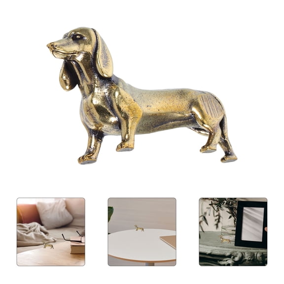 GETAJGHSD tiny dachshund animal figurine Mini Dachshund Figurine Golden 1Pack