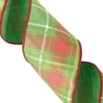 thumbnail image 2 of Vickerman 4" x 10 yd Green/Yellow/Plaid Wired Edge Christmas Ribbon., 2 of 4