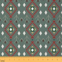 Homewish Southwestern Aztec Geometric Fabric by the Yard 3 Yard,Rustic Western Sewing Fabric,Green Red Room Decor Fabric by the Yard For Adult,Ultra Soft Home Decor