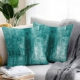 thumbnail image 2 of Outdoor Pillow Covers 20 x 20 Inches, Teal Waterproof Throw Pillow Cover Set of 2, Retro Oil Painting Modern Abstract Art Aesthetics Decorative Square Cushion Covers for Patio/Tent/Couch/Garden, 2 of 7