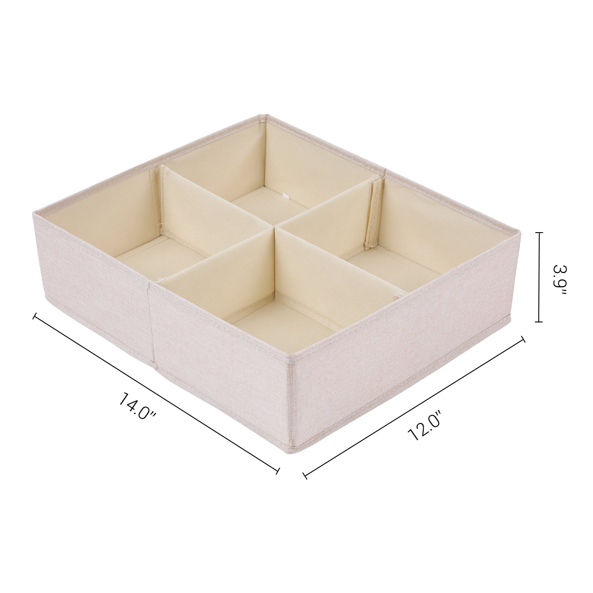 Unique Bargains Fabric Collapsible Storage Bin for Closet Organizers Beige 14"x12"x3.9"