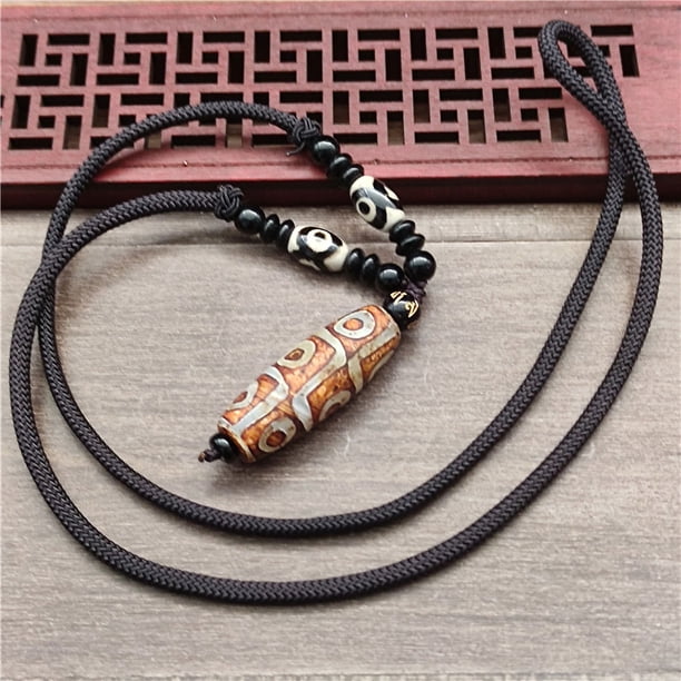 Collar de estilo tibetano con nueve ojos, cadena de cuentas de ágata para hombres y mujeres, collar de estilo étnico tibetano