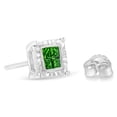 thumbnail image 4 of Sterling Silver 1/2ct TDW Treated Green Diamond Quad Stud Earring (Green, I1-I2), 4 of 7