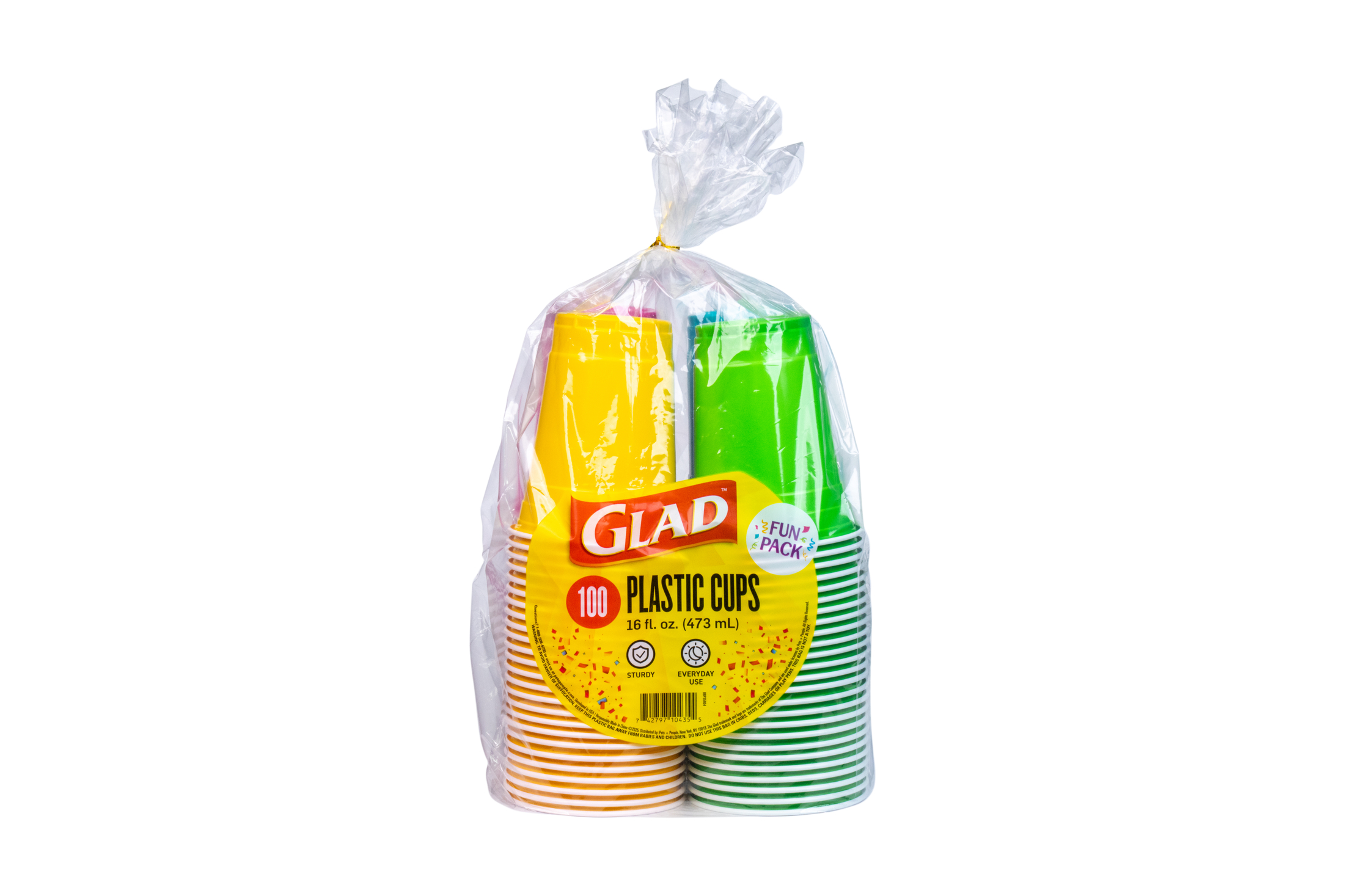 Glad 16 oz Multicolor Plastic Party Cups, 100-Pack photo 2