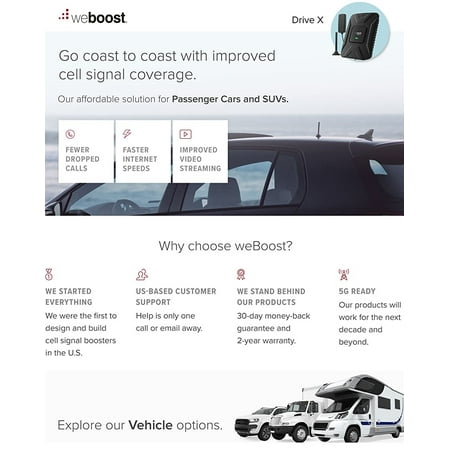weBoost - Drive X Vehicle Cell Phone Signal Booster for Car, Truck, Van, or SUV, Boosts 5G & 4G LTE for All U.S. Carriers - Black