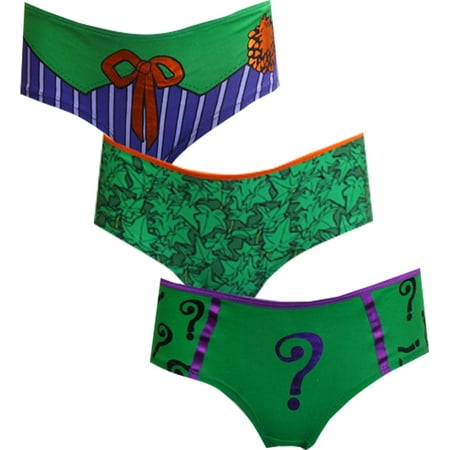 Underboss Womens DC Comics Arkham Villains 3 Pack Panty Hipster Briefs (Large)