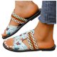 thumbnail image 3 of Bmisegm Ladies Summer Colourful Butterfly Splicing Hollow Out Woven Strap Beach Flat Bottom Large Size Sandals Slippers Sandals Women Summer Green 9, 3 of 9