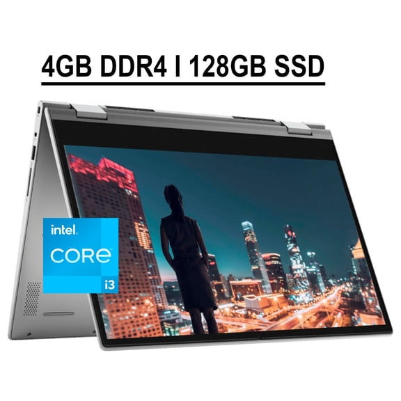 Dell Inspiron 14 5000 5406 2-in-1 Business Laptop 14" HD IPS Touchscreen 11th Gen Intel Core i3-1115G4 4GB DDR4 128GB SSD Integrated Intel UHD Graphics Backlit Keyboard HDMI USB-C WiFi6 Win10 Silver