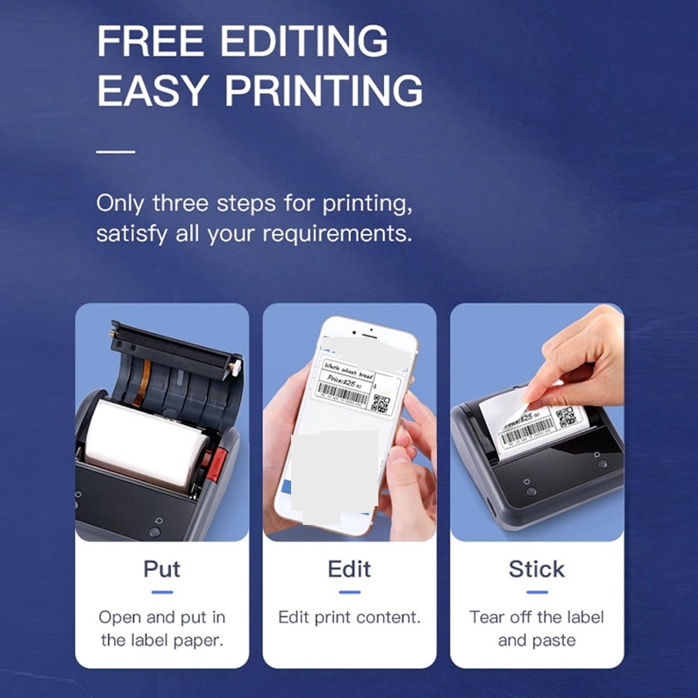 Wireless Label Printer 3 Inch Thermal Business Jewelry Barcode Sticker Maker ,Fast-Drying Ink with Crisp Output