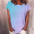 thumbnail image 1 of Femmes Tops Femmes Été Tops 2023 Femmes Décontracté Dégradé Couleur Manches Courtes T-Shirt Tunique Blouse Tops Multicolore XL, 1 of 5