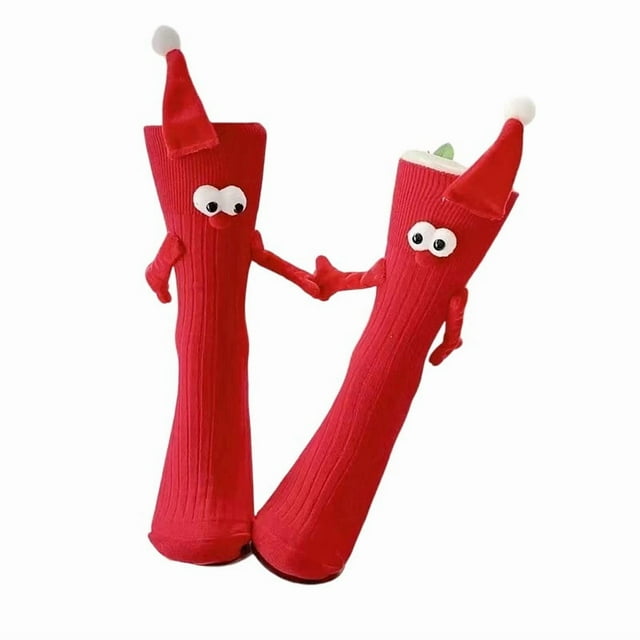 Yhmxh Women's Socks Fall And Winter Socks Hand In Hand Magnetic Christmas Socks Long Socks Sweat-absorbing Sports Socks Compression Socks for Women Warm Socks for Women Boot Socks for Women