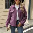 thumbnail image 2 of ZZkhGO Women's Long Sleeve Lapel Hoodless Jacket Plaid Button Cardigan Coat Top with Pocket Fall Casual Thickened Turndown Woollen Coat, 2 of 7