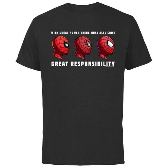 Marvel Spider-Man: No Way Home Spider-Men With Great Power - Short Sleeve Cotton T-Shirt for Adults - Customized-Black