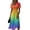 Multicolor, variant on Minjewel Women's Gradient Mini Dress with V-Neck Short Sleeve - Ombre Summer Dress, Loose Flowy Beach Party Outfit, Comfy Vacation Top,Multicolor,M
