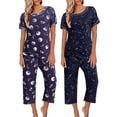 thumbnail image 1 of WTXUE Ensembles de Pyjama 2 Pack : Hauts de Pyjama pour Femmes Pantalons Capri Imprimés avec Poches Ensemble de Pyjama 2 Ensembles TG, 1 of 7