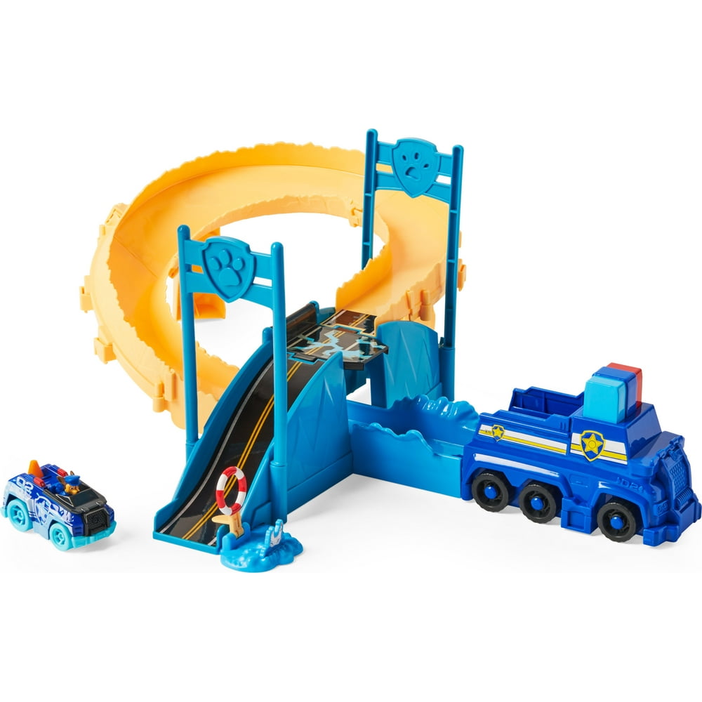 Paw Patrol, True Metal Chase Rescue Track Set with Exclusive Chase Die-Cast Vehicle, 1:55 Scale