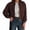 Wine Red, variant on Women'S Faux Suede Jacket Cropped Zip Up Loose Fit Shacket Stylish Fall Winter Outerwear Brown M