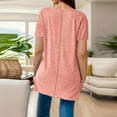 thumbnail image 2 of Ashirexll Short Sleeve Shirts for Women, Tops for Women Trendy, Solid Color Pocket Overlapping Hem Short Sleeve V-Neck Top, 2 of 3