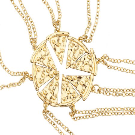 Lux Accessories Goldtone BFF Best Friends Forever Pizza Pie Slice Necklace (Unisex Best Friend Necklaces)