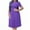 Purple, variant on SYMOID Womens Casual Solid Color Round Neck Short Puff Sleeve Mid - Calf Pleated Dress,Hot Pink,Size S