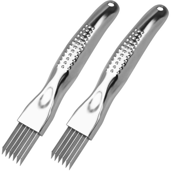 2 Pack Shred Silk The Knife Stainless Steel Scallion Cutter Vegetable Onion Garlic Cutter Manual Green Onion Cutter Slicer (Sliver)