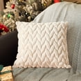 thumbnail image 6 of Embroidered 3D Leaf Throw Pillow Solid Color Sofa Bed Decor Lumbar Cushion - Removable Cover Office Home Accent Pillow(Beige), 6 of 6