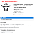 thumbnail image 2 of Front Lower Control Arm and Ball Joint Kit 2 Piece - Compatible with 2012 - 2018 Volkswagen Beetle 2013 2014 2015 2016 2017, 2 of 2
