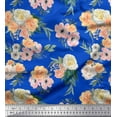 thumbnail image 1 of Soimoi Blue Cotton Cambric Fabric Anemone & Begonia Floral Fabric Prints By Yard 42 Inch Wide, 1 of 3