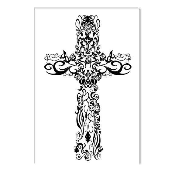 Startonight Canvas Wall Art Black and White Abstract My Cross, Dual View Surprise Artwork Modern Framed Ready to Hang Wall Art 100% Original Art Painting 23.62 X 35.43 inch