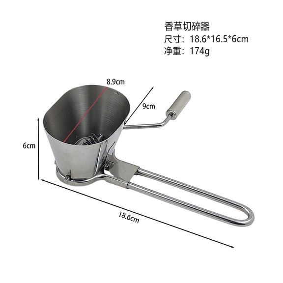 ADDHAT Stainless Steel Herb Chopper - Manual Hand Crank Mini Food Chopper - Multi-Use Vegetable Cutter With Handle for Fresh Parsley, Spices, Salad Prep