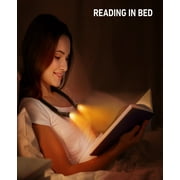 Victsing Neck Reading Light Rechargeable, 6 Brightness Levels & 3 Colors Amber Book Light for Reading in Bed, 80H Reading, Bendable Long Arms