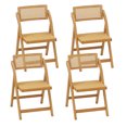 thumbnail image 1 of Costway Rattan Cane Folding Chairs Set of 4 with Rotatable Backrests 330lbs Capacity, 1 of 8