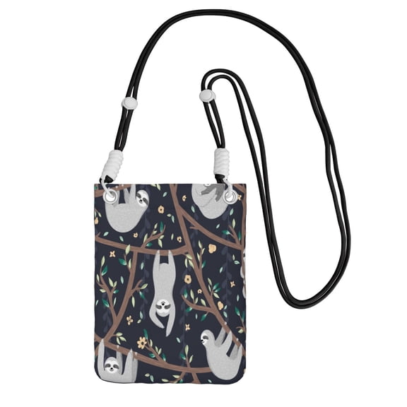 Small Crossbody Purse Women Carry Cell Phone Bag Mini Shoulder Purse Wallet Smart Phone Wallet Cute Baby Sloths Hanging Branch