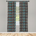 thumbnail image 3 of Ambesonne Ethnic Curtains, Folkloric Drop Motives Art, Pair of 28"x63", Sky Blue Burnt Orange, 3 of 5