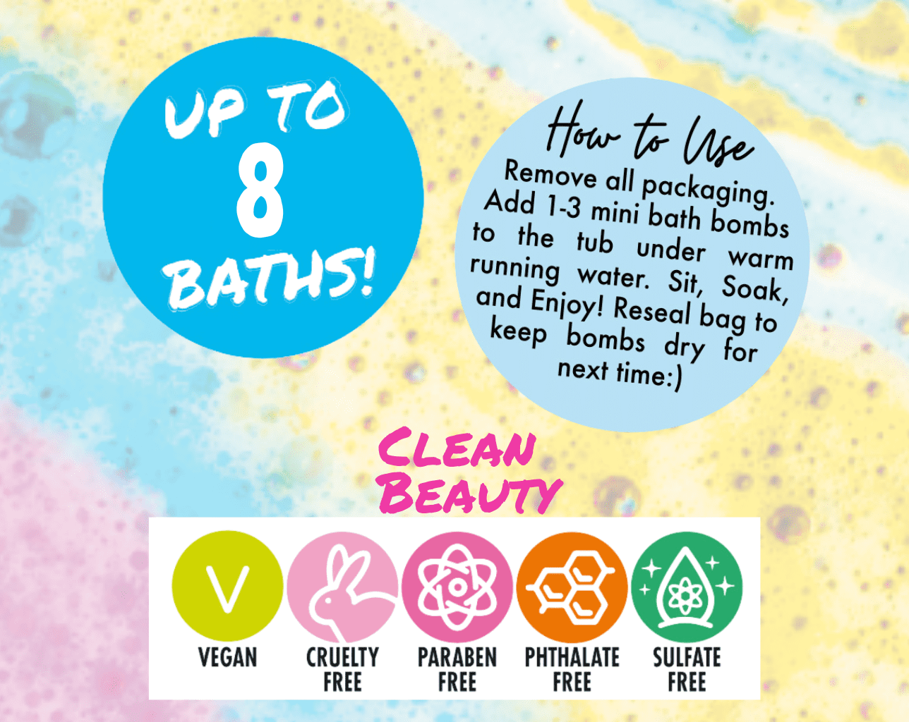 Hi Peach Layne Mini Bath Bomb Bag, 8 Assorted Scents with Surprise Prize, 1.06 oz Each