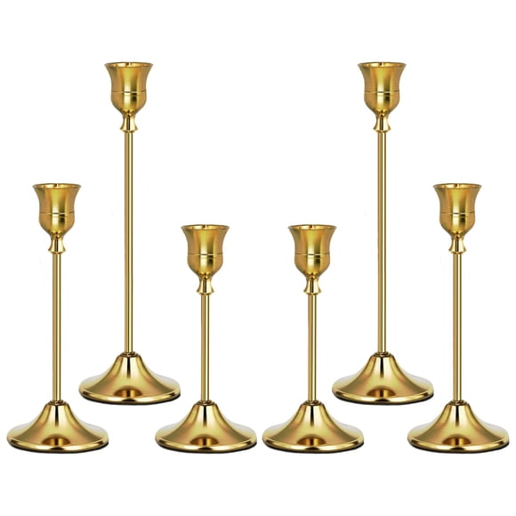 Juego de 6 portavelas Uzvoxhe Gold de metal pesado